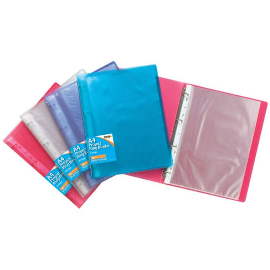 A4 Clear View Project Ringbinder with 10 Punched Pockets
